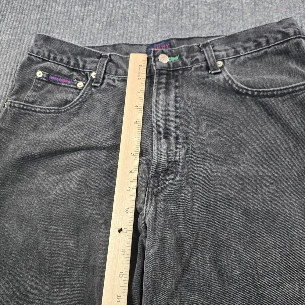 VTG Y2K Tommy Hilfiger Tommy Jeans Men 36x30 Gray Baggy Dark Wash Flag Patch - Picture 7 of 13